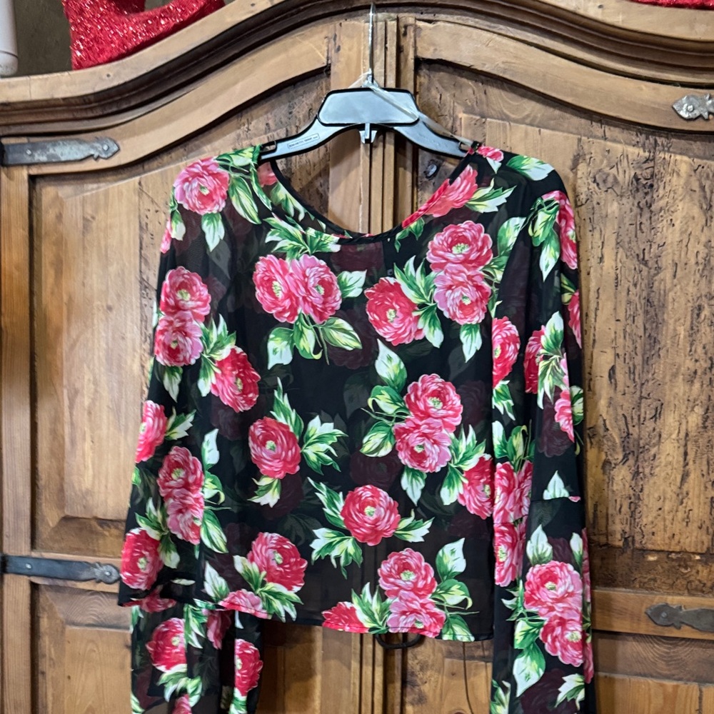 Swell Black and Pink Floral Blouse